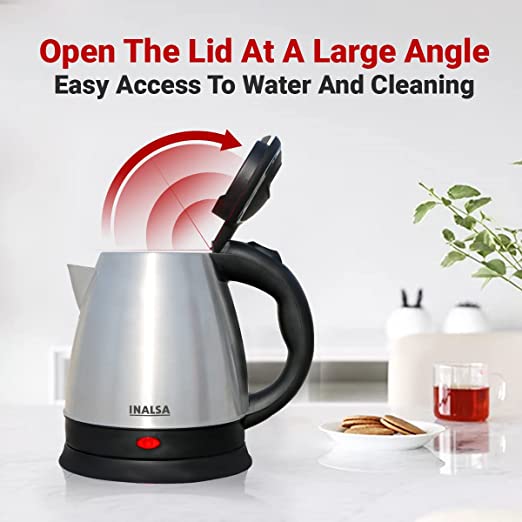 INALSA Electric Kettle 1.5 Liter with Stainless Steel Body - Kwik|Auto Shut Off & Boil Dry Protection Safety Features| Cordless Base & Cord Winder|Hot Water Kettle |Water Heater Jug INALSA Electric Kettle 1.5 Liter with Stainless Steel Body - Kwik|Auto Shut Off & Boil Dry Protection Safety Features| Cordless Base & Cord Winder|Hot Water Kettle |Water Heater Jug
